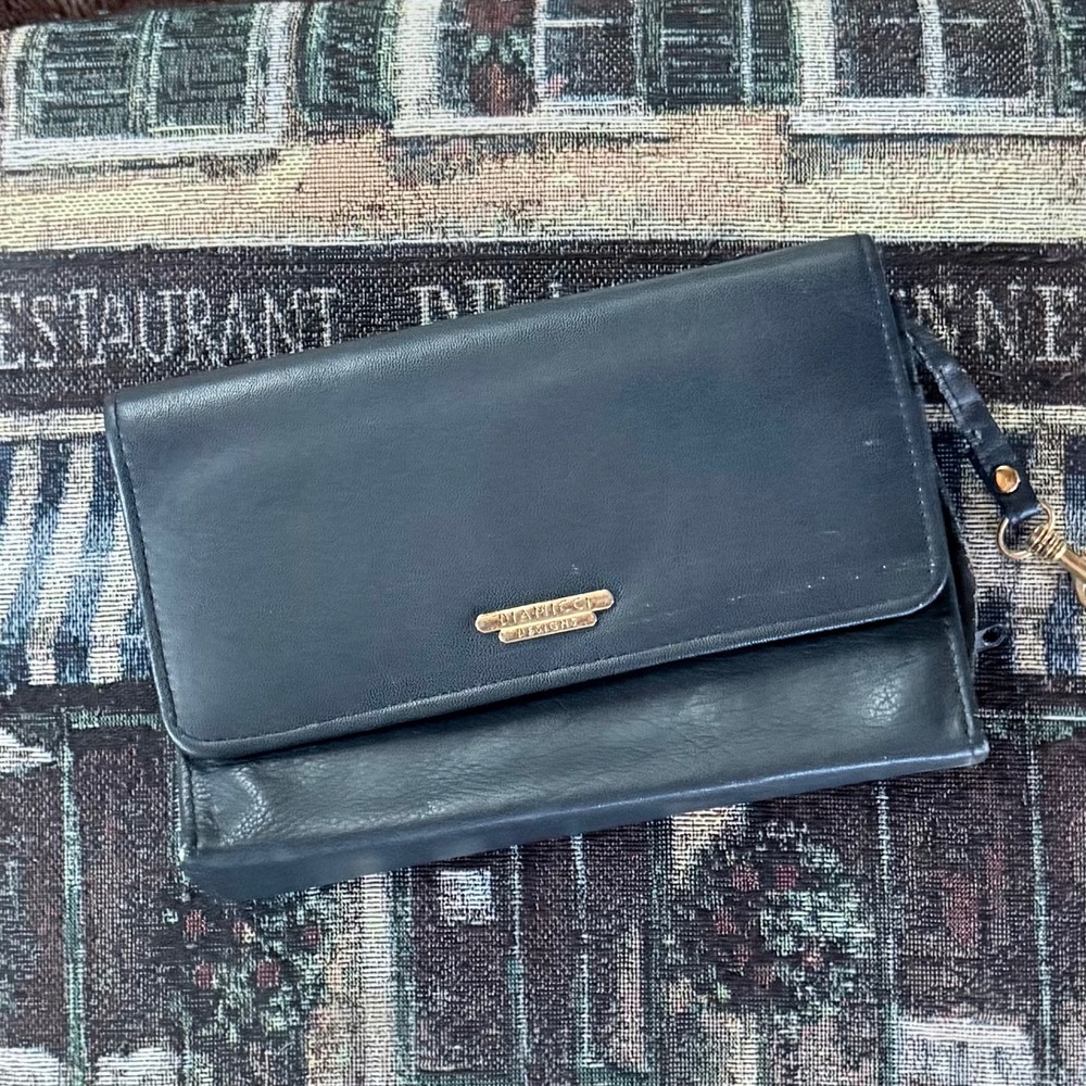 Vintage Diamicci Designs Navy Blue Genuine Leather Wallet‎ Clutch Organizer
